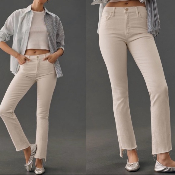 Mother Womens The Insider Crop Two Step Fray Denim Jeans in...